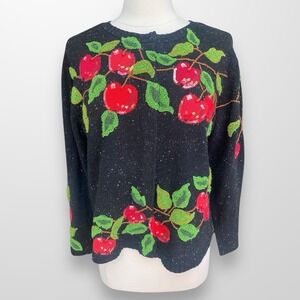 VTG Philip & Jane Gordon Fall Apple Womens Cardigan  Knit Sweater Medium‎